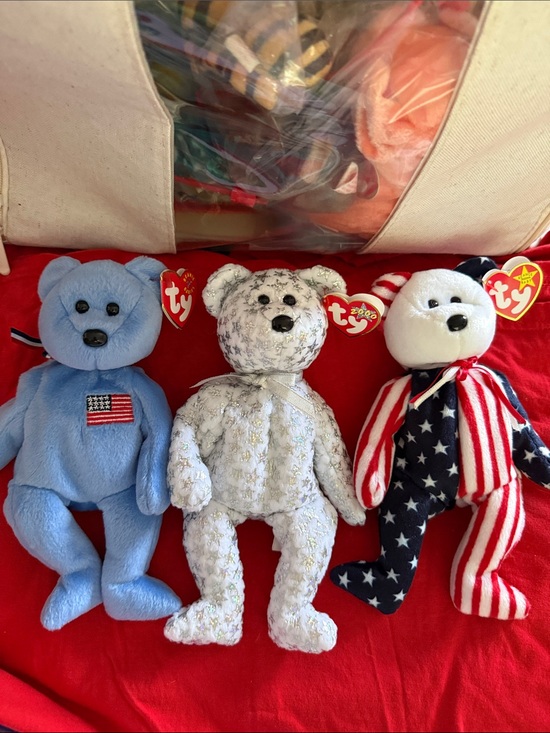 Ty Other - NWT MINT Ty Beanie Babies The Beginning 2000, America 9/11/01, Spangle 1999 trio
